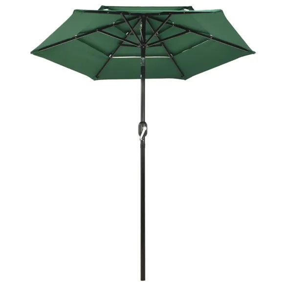 Umbrelă de grădină cu 3 niveluri - Aluminiu - Verde - 2 m