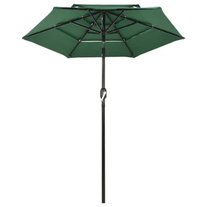 Umbrelă de grădină cu 3 niveluri - Aluminiu - Verde - 2 m