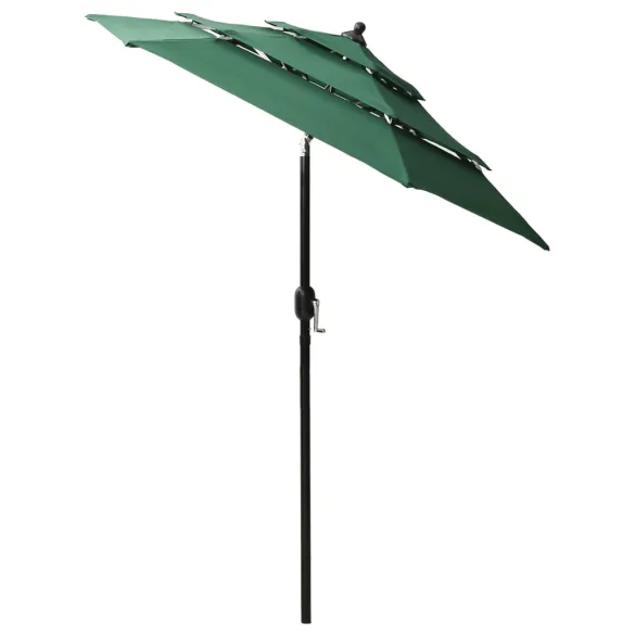 Umbrelă de grădină cu 3 niveluri - Aluminiu - Verde - 2 m