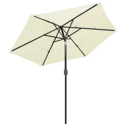 Umbrelă Grădină 3 Niveluri - Aluminiu - Nisipiu - 2,5m