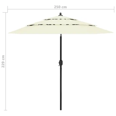 Umbrelă Grădină 3 Niveluri - Aluminiu - Nisipiu - 2,5m