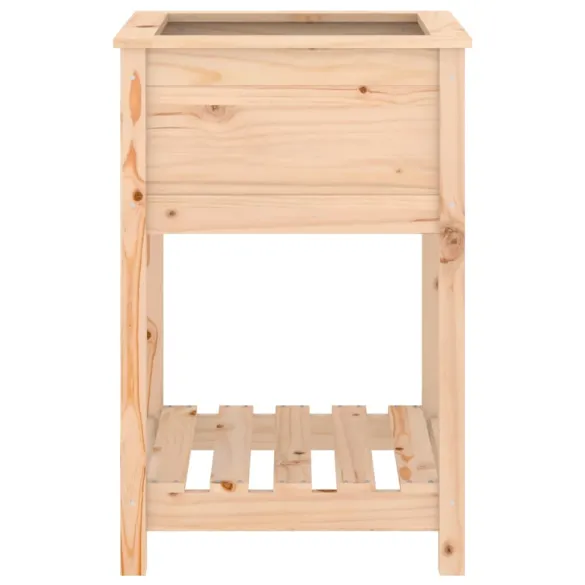 Jardinieră cu Raft din Lemn Masiv de Pin - 54x54x81 cm