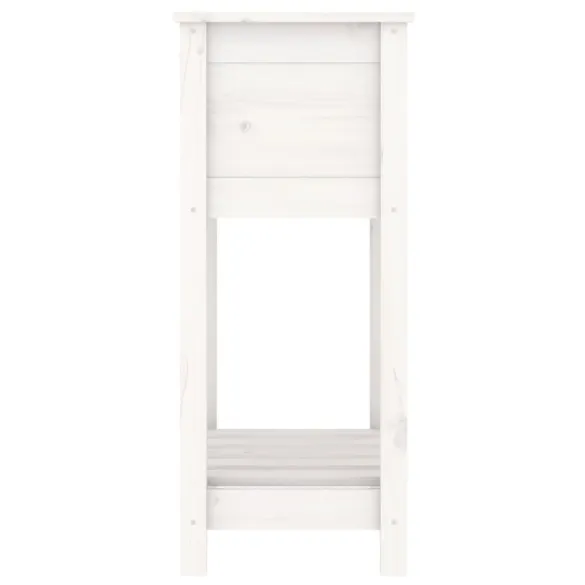 Jardinieră cu Raft din Lemn Masiv de Pin - Alb | Comandă Acum