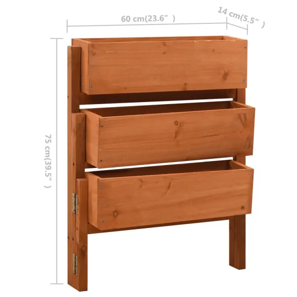 Jardinieră pliabilă portocalie - lemn masiv brad