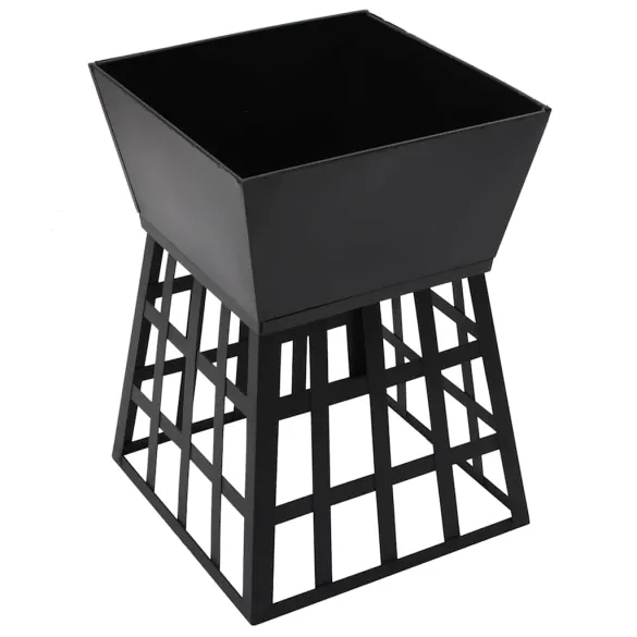 Vatră de foc cu grătar - Oțel negru - Livrare gratuită