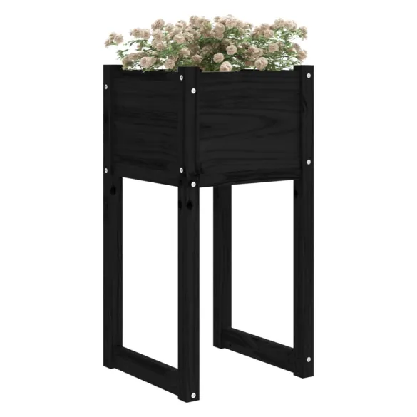 Jardiniere Lemn Masiv Pin - Set 2 Bucati - Negru