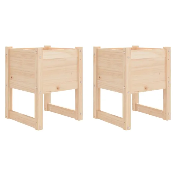 Jardiniere Lemn Masiv de Pin - 2 Bucăți - Decor Grădină