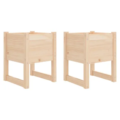 Jardiniere Lemn Masiv de Pin - 2 Bucăți - Decor Grădină