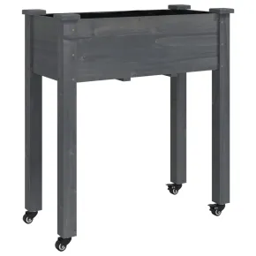 Jardinieră pe Roți cu Căptușeală - Lemn Masiv de Brad 2