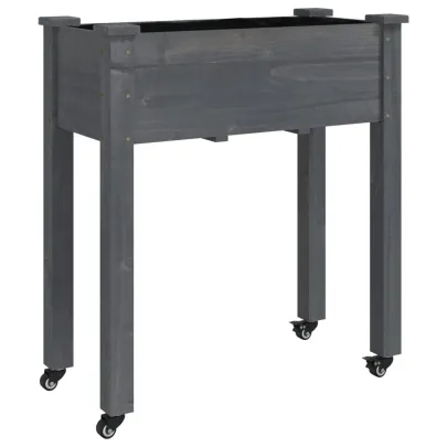 Jardinieră pe Roți cu Căptușeală - Lemn Masiv de Brad