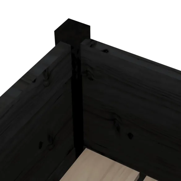 Jardiniere Grădină 2 buc - Lemn Masiv Pin - Negru 70x70 cm