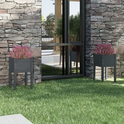 Jardiniere Grădină Lemn Masiv - 2 bucăți - 40x40x70 cm