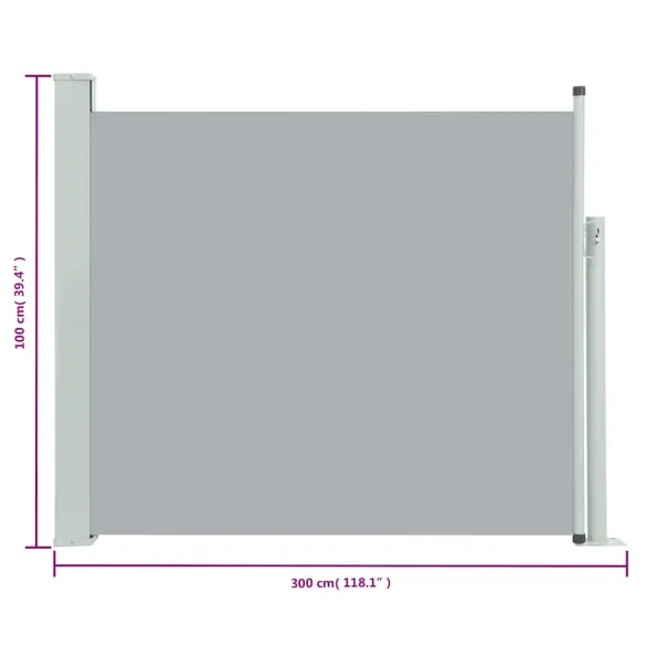 Copertină Laterală Retractabilă Terasă - Gri 100x300 cm
