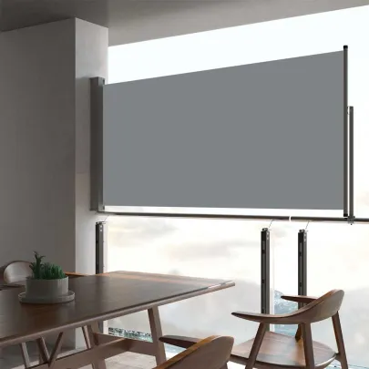 Copertină Laterală Retractabilă Terasă - Gri 80x300 cm