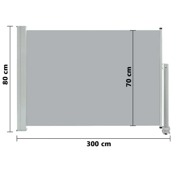 Copertină Laterală Retractabilă Terasă - Gri 80x300 cm