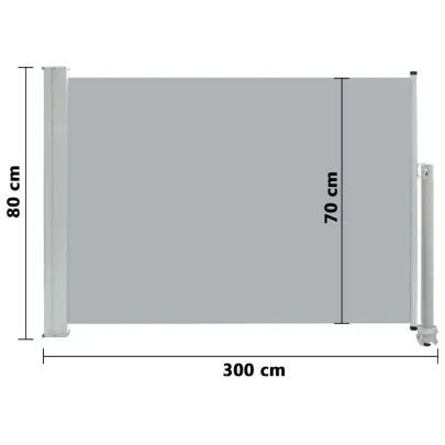 Copertină Laterală Retractabilă Terasă - Gri 80x300 cm