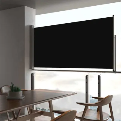 Copertină Laterală Retractabilă Terasă - Negru 80x300 cm
