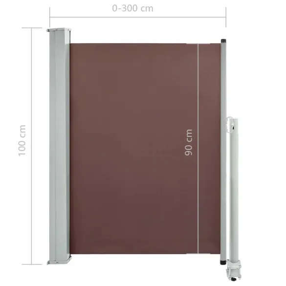 Copertină Laterală Retractabilă Maro pentru Terasă | 100x300 cm