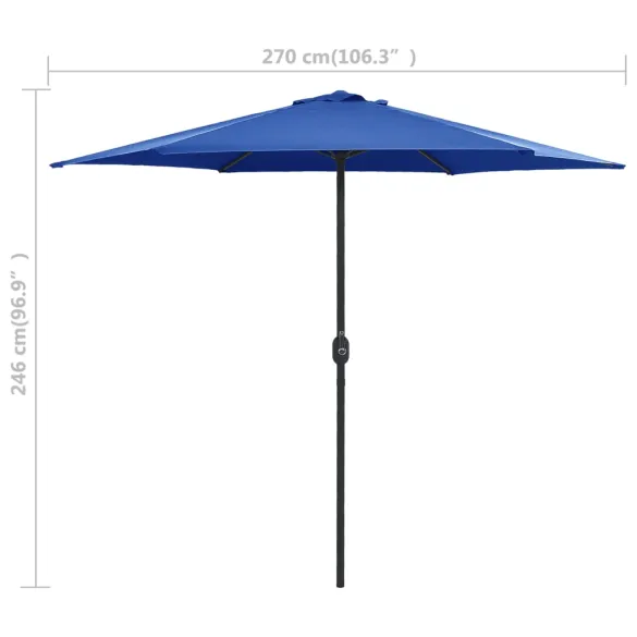 Umbrelă Soare Grădină Aluminiu Albastru Azur 270x246cm