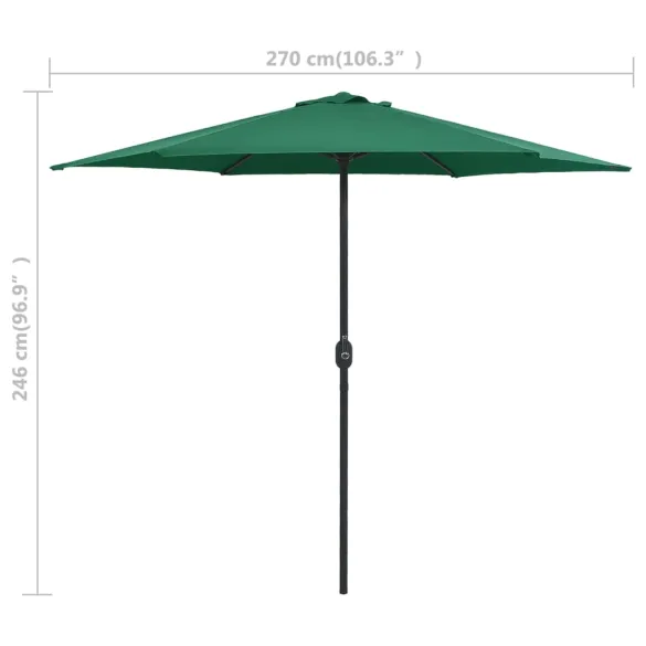 Umbrelă de Soare cu Stâlp din Aluminiu - Verde, 270x246 cm