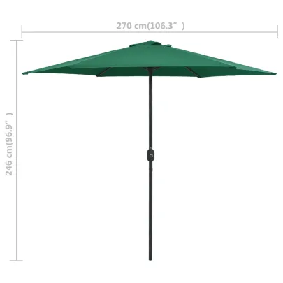 Umbrelă de Soare cu Stâlp din Aluminiu - Verde, 270x246 cm