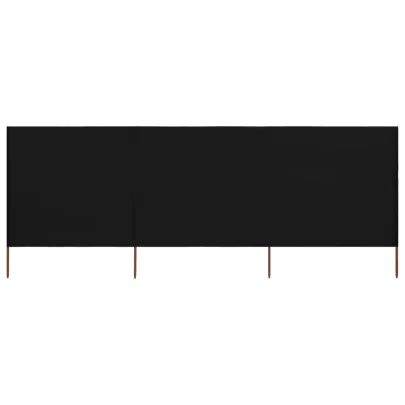Paravan Anti-Vânt Negru Textil - 400x160 cm | Livrare Gratuită