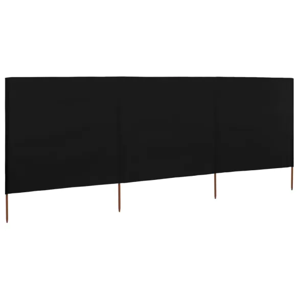 Paravan Anti-Vânt Negru Textil - 400x160 cm | Livrare Gratuită