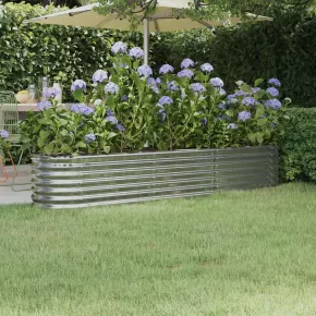 Strat Înălțat Grădină Metalic 224x40x36 cm - Argintiu