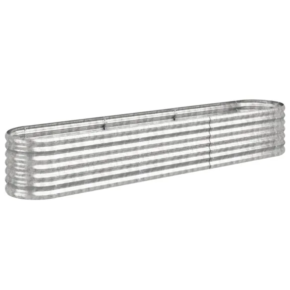 Strat Înălțat Grădină Metalic 224x40x36 cm - Argintiu