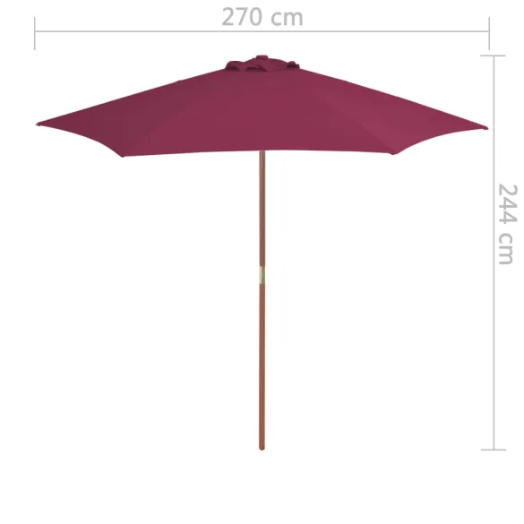 Umbrelă de soare lemn roșu bordo 270 cm - Livrare gratuită