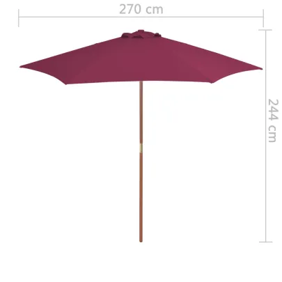 Umbrelă de soare lemn roșu bordo 270 cm - Livrare gratuită