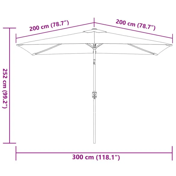 Umbrelă de soare exterior cu stâlp metal - Antracit 300x200 cm