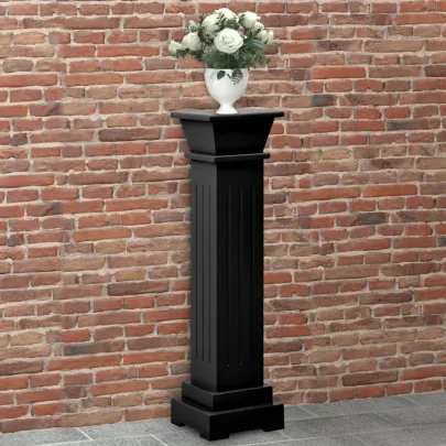 Suport Plante Stâlp Pătrat Negru MDF 17x17x66 cm
