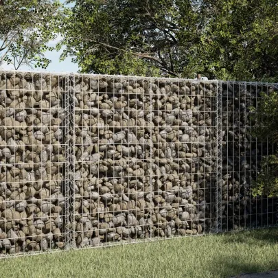 Coș Gabion cu Capac Argintiu 100x50x100 cm - Fier Galvanizat