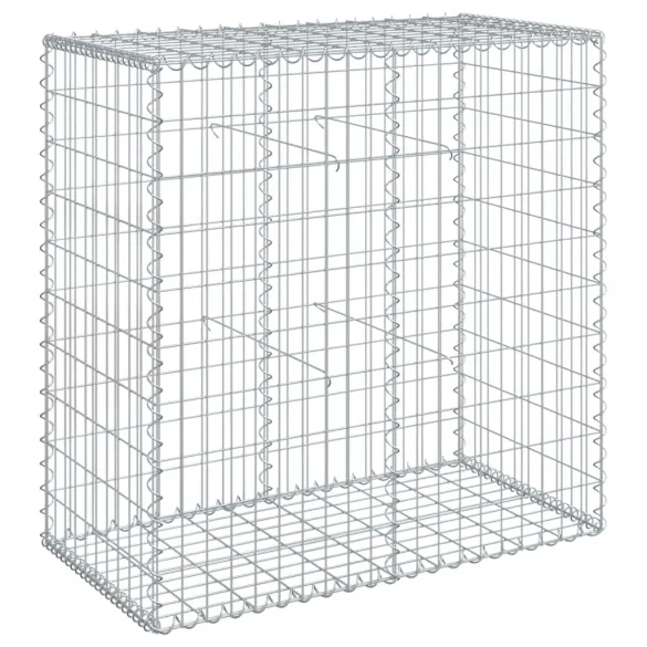 Coș Gabion cu Capac Argintiu 100x50x100 cm - Fier Galvanizat