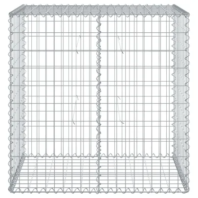 Coș Gabion cu Capac Argintiu 100x50x100 cm - Fier Galvanizat