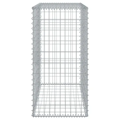 Coș Gabion cu Capac Argintiu 100x50x100 cm - Fier Galvanizat