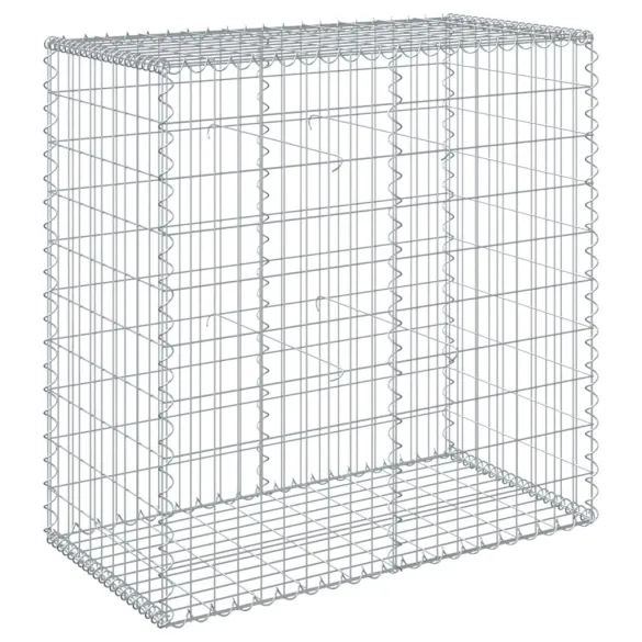 Coș Gabion cu Capac Argintiu 100x50x100 cm - Fier Galvanizat