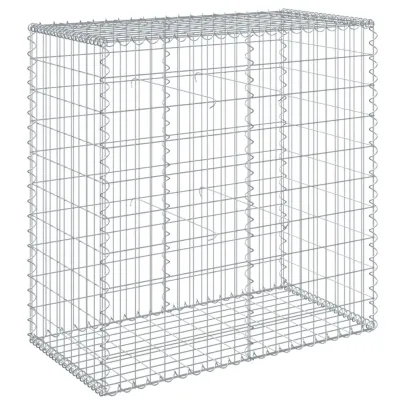 Coș Gabion cu Capac Argintiu 100x50x100 cm - Fier Galvanizat