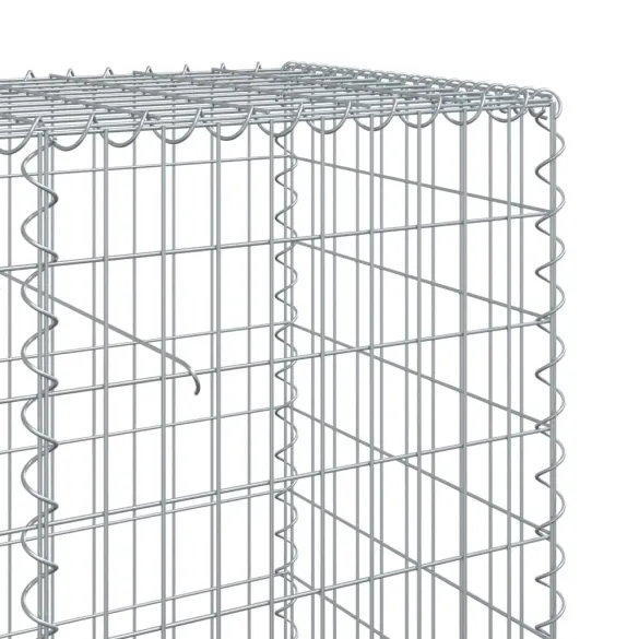 Coș Gabion cu Capac Argintiu 100x50x100 cm - Fier Galvanizat