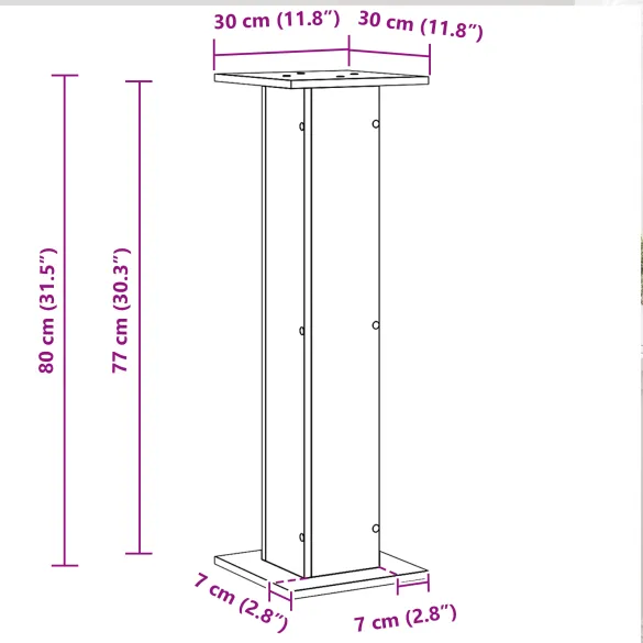 Suport Plante Stejar Negru 80cm - 2 bucăți | vidaXL