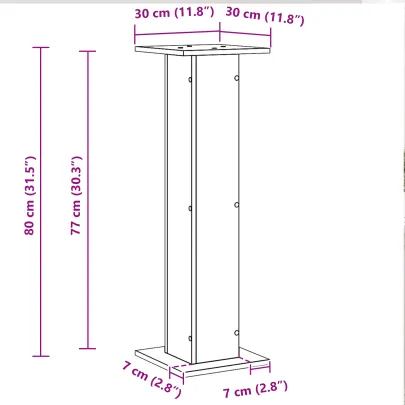 Suport Plante Stejar Negru 80cm - 2 bucăți | vidaXL