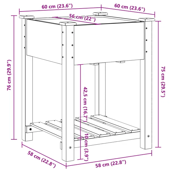 Jardiniere cu Raft din Lemn Masiv de Pin - Livrare Gratuita