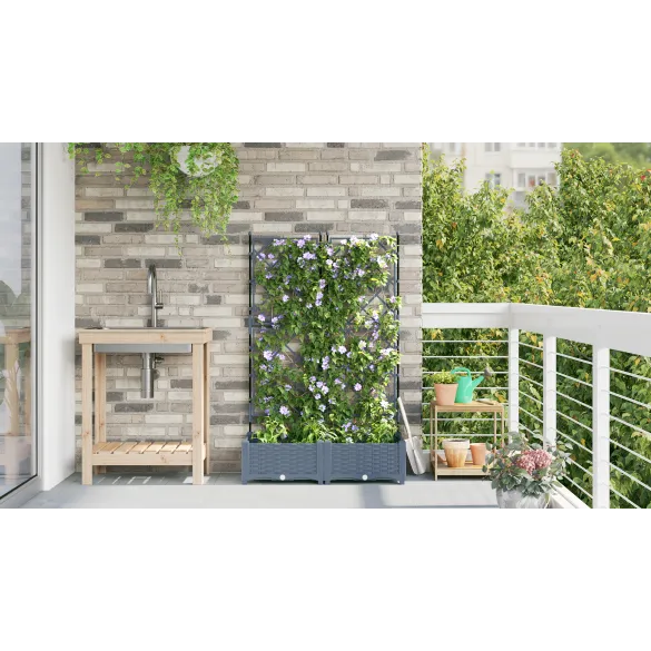 Ghiveci cu Spalier pentru Grădină - Gri Deschis 80x40x125.5 cm