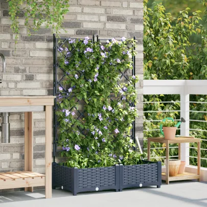 Ghiveci Grădină cu Trellis Gri - Plantare Verticală