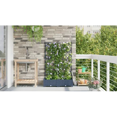 Ghiveci Grădină cu Trellis Gri - Plantare Verticală