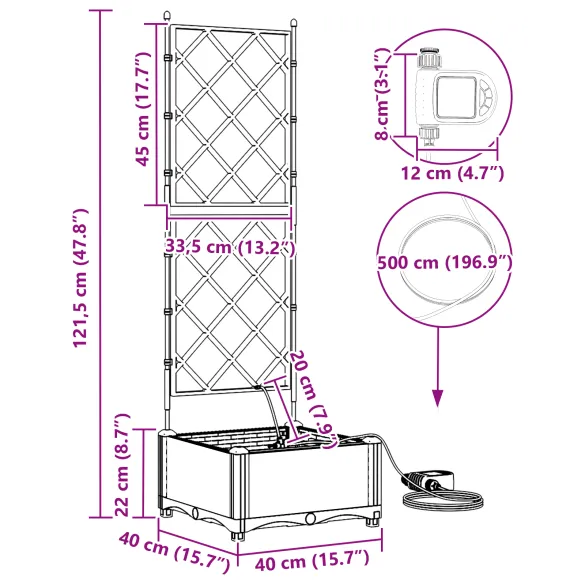 Ghiveci Grădină cu Sistem Irigare Maro - Livrare Gratuită