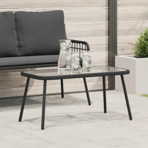 Masă de Cafea Poliratan Negru 90x45x42 cm - Interior/Exterior