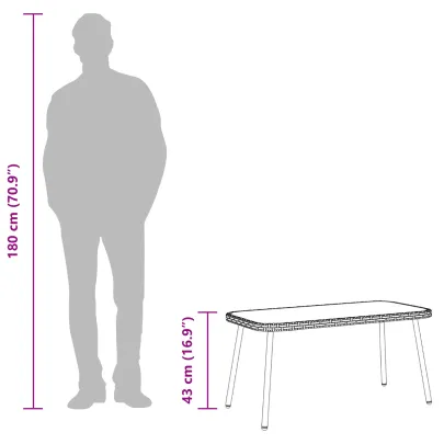 Masă Cafea Poliratan 90x45 cm - Livrare Gratuită