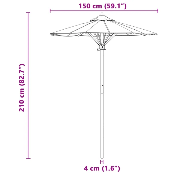 Umbrelă de Grădină Bambus Alb Crem 150x210 cm | Livrare Gratuită
